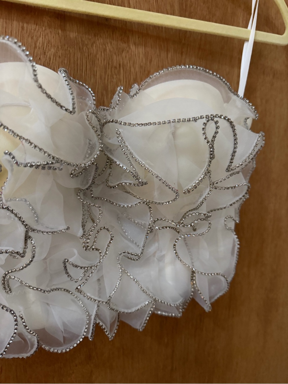 White Rhinestone Ruffle Corset Top - Picture 3 of 4